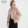 YINER GoodLand Womens 2019 mùa đông mới thời trang tweed khâu lông cừu cắt lông ngắn - Áo khoác ngắn áo jacket nữ