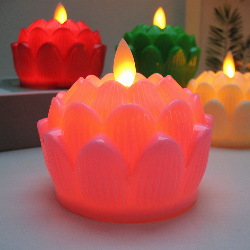 Dingcheng electronic candle lotus lotus lamp Home for Buddha lamp Simulation swing flame Buddha front longming lamp