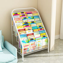 Childrens bookshelf storage picture book simple floor-standing storage rack student iron folding small bookshelf baby books and newspapers rack