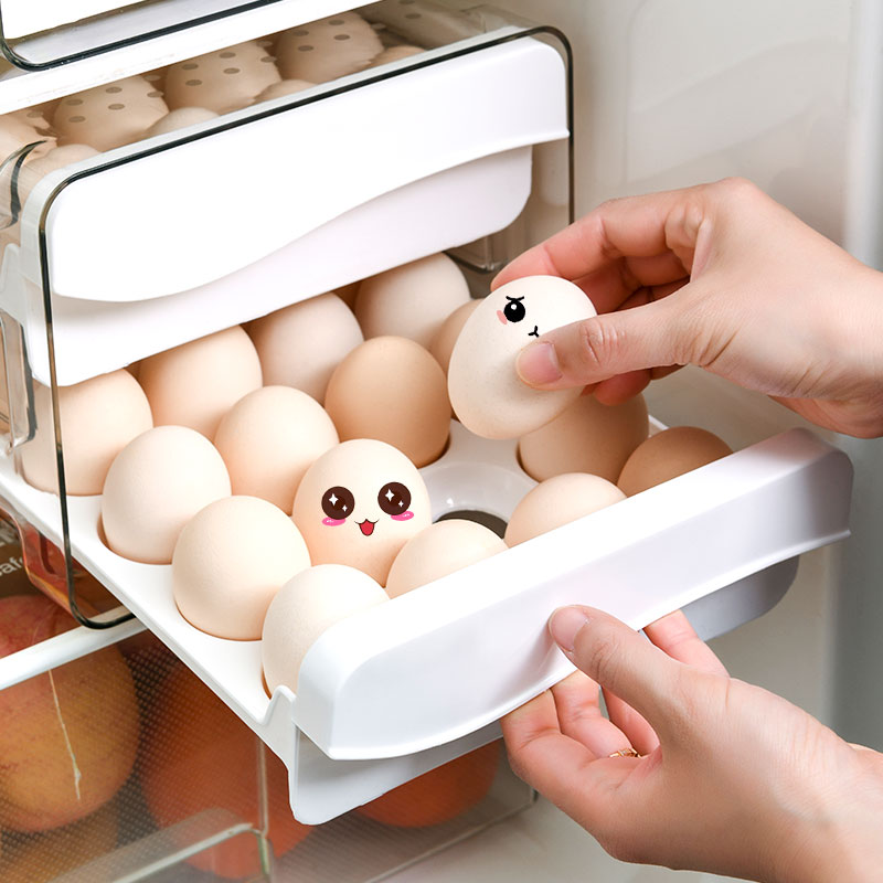 Egg storage box refrigerator with plastic drawer type crisper box shockproof anti-fall preservation kitchen egg rack home