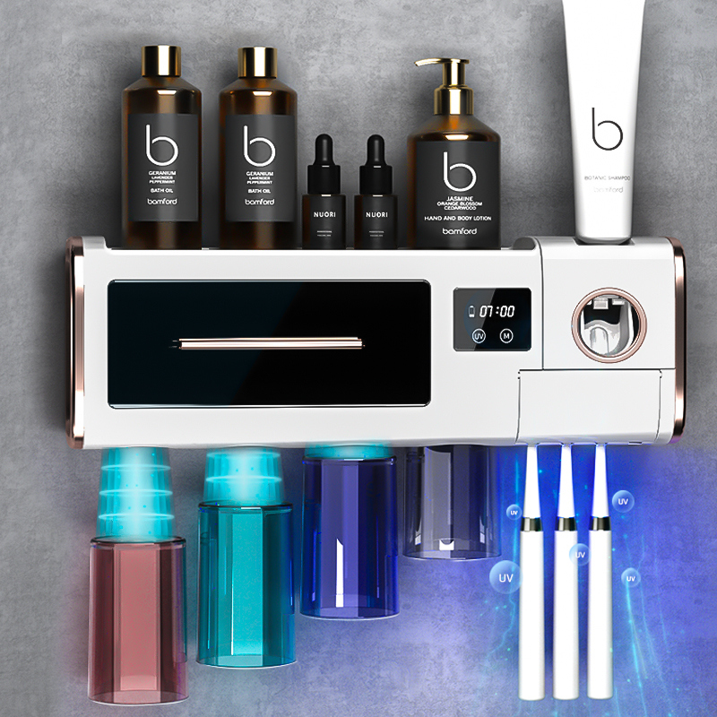 Smart tooth cup toothbrush sterilizer ultraviolet germicidal drying electric toothbrush shelf Family wall-mounted