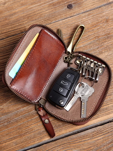 Ретро ключница ручной работы, кожаный маленький кошелек, подвеска, ключи от машины, из натуральной кожи, воловья кожа