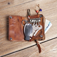 Вместительная и большая ключница, кошелек, сумка через плечо, кожаный картхолдер, ключи от машины ручной работы, из натуральной кожи