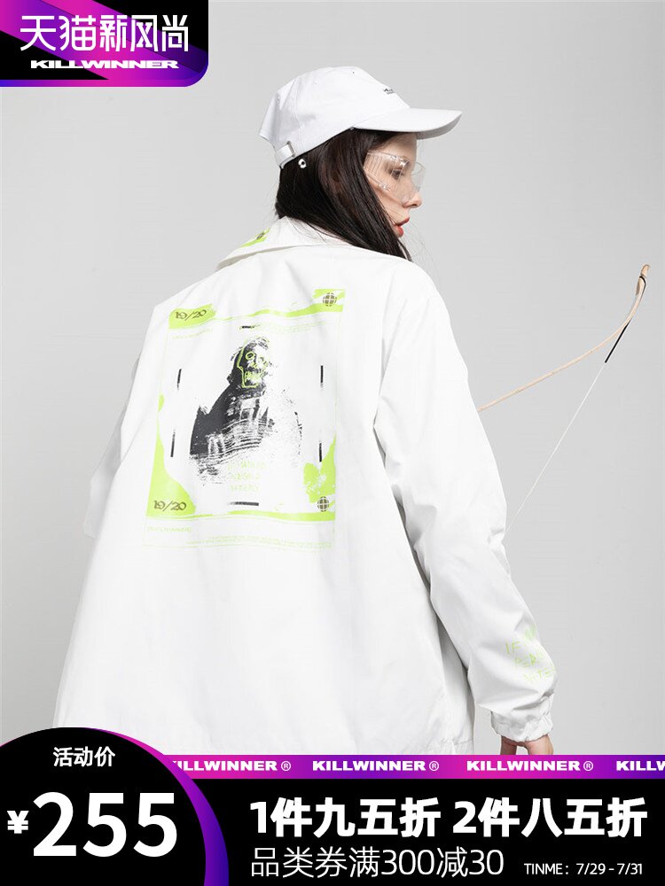 KILLWINNER autumn back print portrait jacket Casual couple jacket Men's fashion brand loose top
