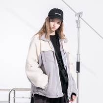 KILLWINNER autumn and winter imitation Lamb hair jacket Tide brand color draw rope couple top men and velvet coat women