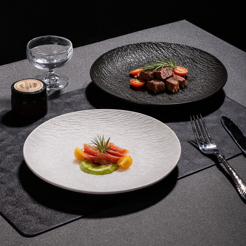 Underglaze Black and White Ceramic Steak Dinner Plate, Special Western-Style Plate, High-End Home Breakfast Plate, Hotel Tableware Underglaze Black and White Ceramic Steak Dinner Plate, Special Western-Style Plate, High-End Home Breakfast Plate, Hotel Tableware