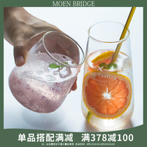 Japanese style with letter glass ins Creative teacup Household breakfast cup Water cup Drink Oat cup Milk cup