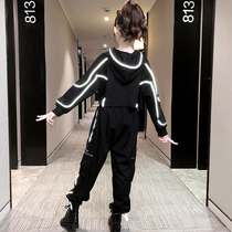 Trendy brand girls  suit fashionable 2021 new autumn fried street black net red western style autumn childrens domineering clothes