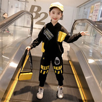 Girls  tooling suit Autumn 2021 new net red fried street Western style personality middle and large childrens sports two-piece suit