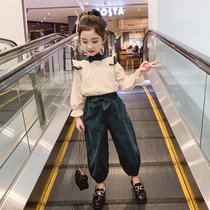 Girls  suit autumn 2021 Western style 12-year-old fashionable Korean version of fried street autumn childrens shirt two-piece tide