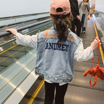 Girls denim vest autumn outer wear Western style spring and autumn Korean version of the thin jacket trendy childrens vest waistcoat