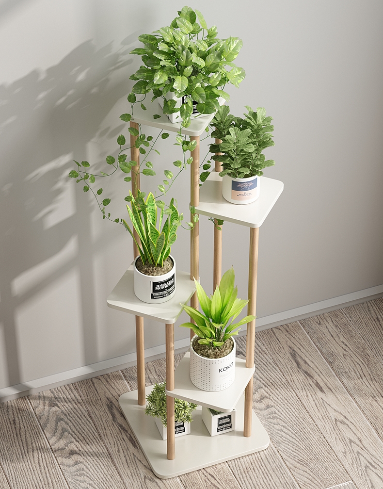 4 Tier Bamboo Plant Stand Tall Corner Indoor Flower Pot Holder Nordic Display Rack for Living Room Bedroom Balcony