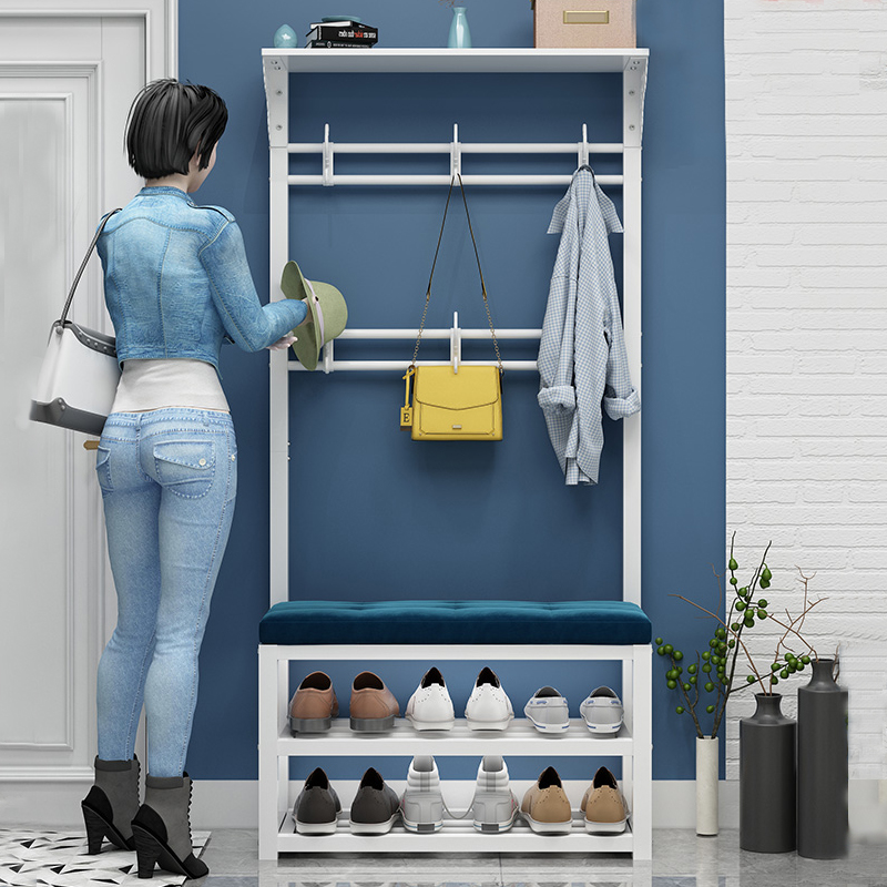Door shoe rack hanging clothes hanger integrated wall-mounted plate Home bedroom wall-style shelve in house changing shoes stool cloakhat holder