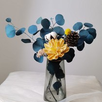 Nordic simple gold glass vase Real flower Rose daisies dried flower bouquet decoration living room creative ornaments