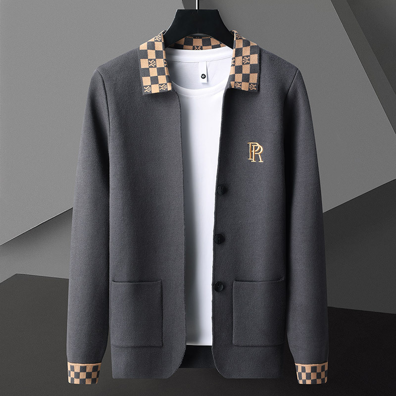 High-End Knitted Wool Cardigan for Men, Spring and Autumn 2024 New Style, Trendy Business Men's Wool Sweater Jacket