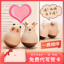  Sanzhi wooden tumbler 0-1 year old baby 6-8 months old baby nostalgic wooden boys and girls childrens educational toys