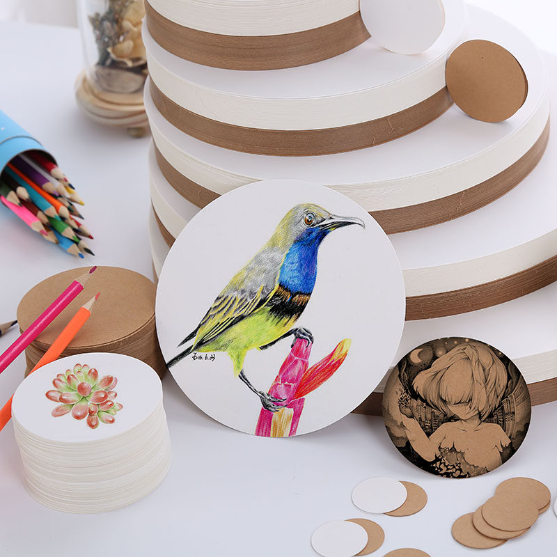 Round paper card kraft white cardboard thick cardboard 4K8K hand-applied painting art hand-drawn sketch paper