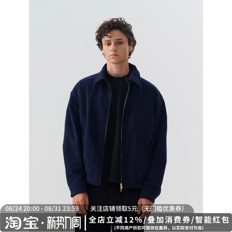 Midashand Harrington Jacket Silhouette Corduroy Lapel Coat Men's Old Money Style Outfit Top Autumn Style