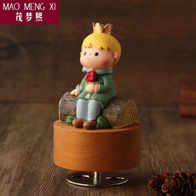 Little Prince Music Box Rotates Eight-Sound Box Sky City Creative Birthday Gift for Boys Girls and Girls