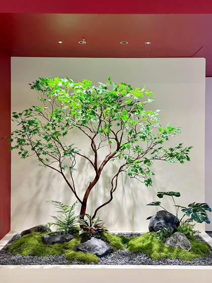 High-end simulation green maple tree landscape chicken feet maple dry landscape landscaping shopping mall teahouse window soft decoration fake tree fake plant