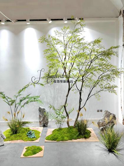Large Artificial Nandina Bamboo Green Plant, Fake Tree for Indoor and Outdoor Dry Landscape Decoration, Luxury Artificial Tree