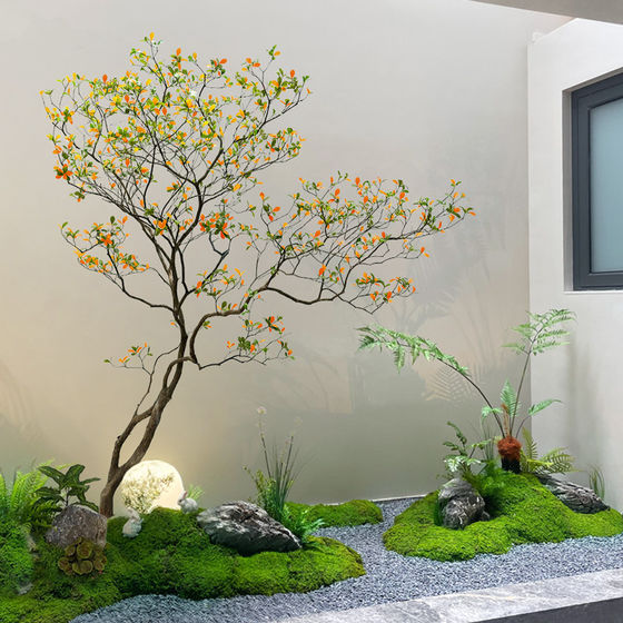 Artificial Island Spring Flower Fake Tree Window Display Decoration Simple Large Fake Tree Plant Chinese Style Tea Room