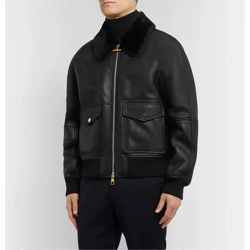 [Classic] Dunhill/Dunhill Мужская универсальная шерстяная кожаная куртка Nap/Net-A-Porter