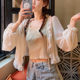 Short chiffon cardigan 2023 sun protection clothing new matching skirt sling shawl thin summer tie small man coat