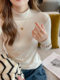 Autumn and Winter Microfiber Thermal Half-Turtleneck Base Shirt for Women, New Style Long-Sleeve Mid-Neck T-Shirt That Can Be Worn Outside, Regular Shoulder Fit