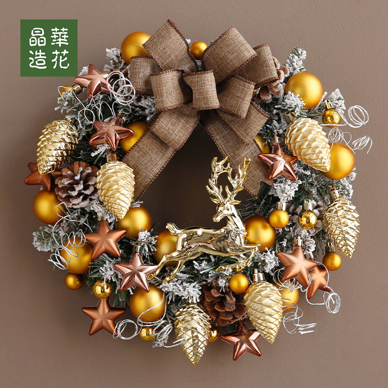 Jinghua Christmas Weater Snow Flower Decorates Christmas Walk Door Decorates Christmas Weath Creative Butterfly-Bow Christmas Weath