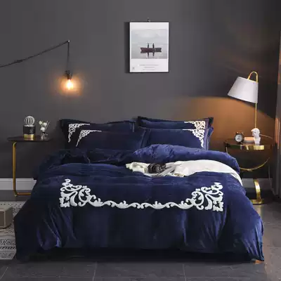 Coral velvet four-piece padded flannel 1 8m bedding falexun quilt cover sheets dormitory three-piece set