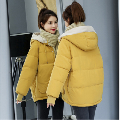 2019 Hàn Quốc phiên bản lỏng lẻo dày ins xuống bông quần áo nữ sinh ngắn đội mũ trùm đầu quần áo bánh mì áo triều bông mùa đông
