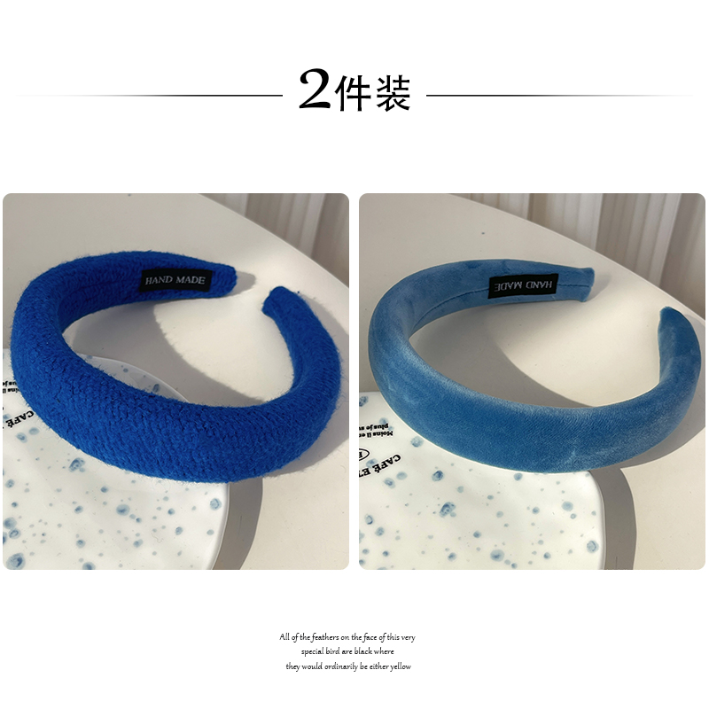 images 23:Small bacon blue hoop female high-cranial plush head hoop autumn winter shampoo hair stamp 2022 new high-end