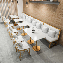 Net red milk tea shop table and chair combination snack bar table and chair cold drink dessert burger shop simple fresh leisure table and chair