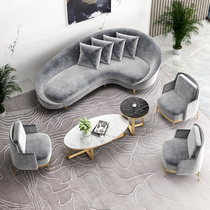 Nordic office light luxury sofa Beauty Salon reception area leisure area three people shaped arc simple modern