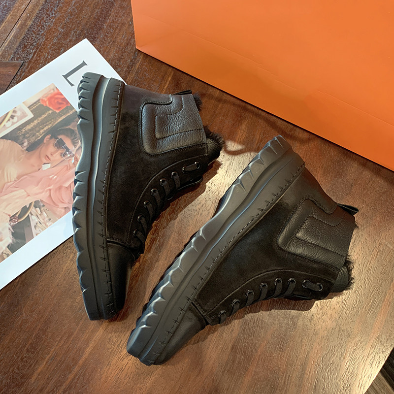 Clearing European Station Winter European Station Sheep Fur Snow Boots Shoes High-barrel Men Shoes Warm and Cotton Shoes