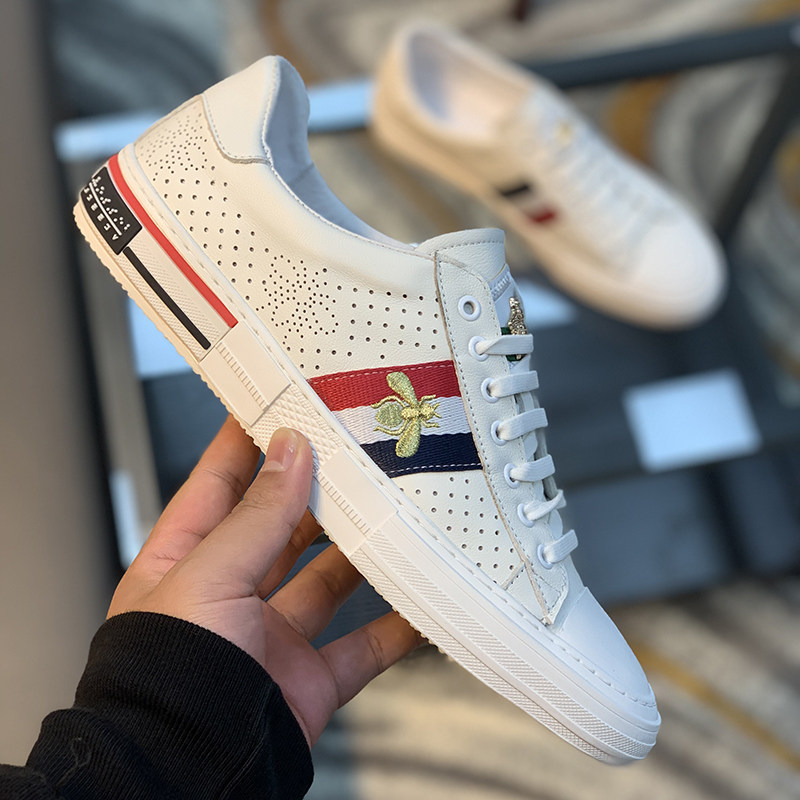 2021 autumn new European station men's tide brand leather breathable white shoes sports casual sneakers men's shoes tide