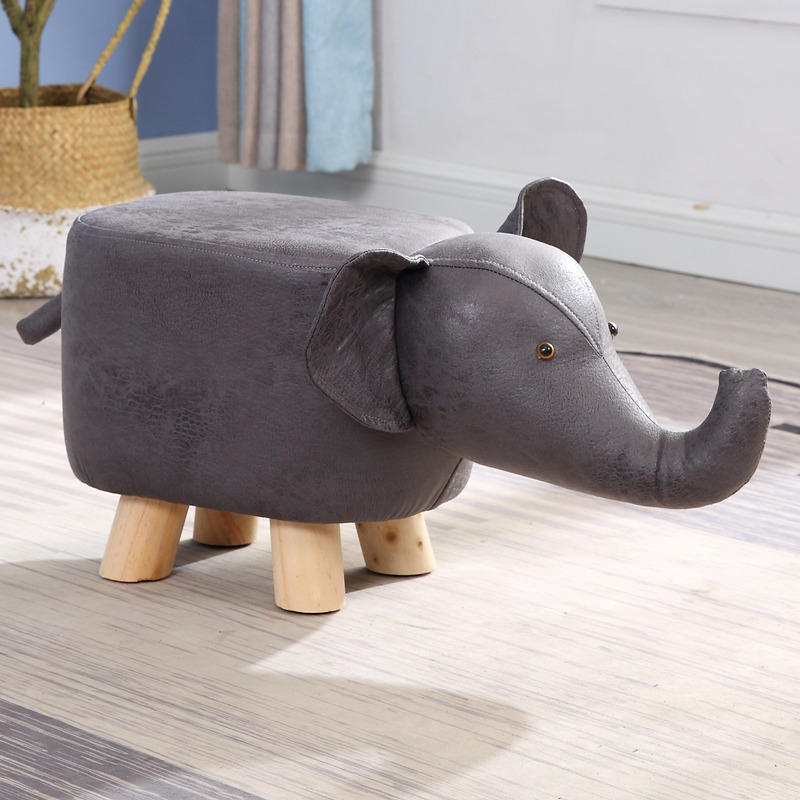 creative children animal modeling elephant changing shoes cute calf stool household cartoon solid wood bench net red lazy man