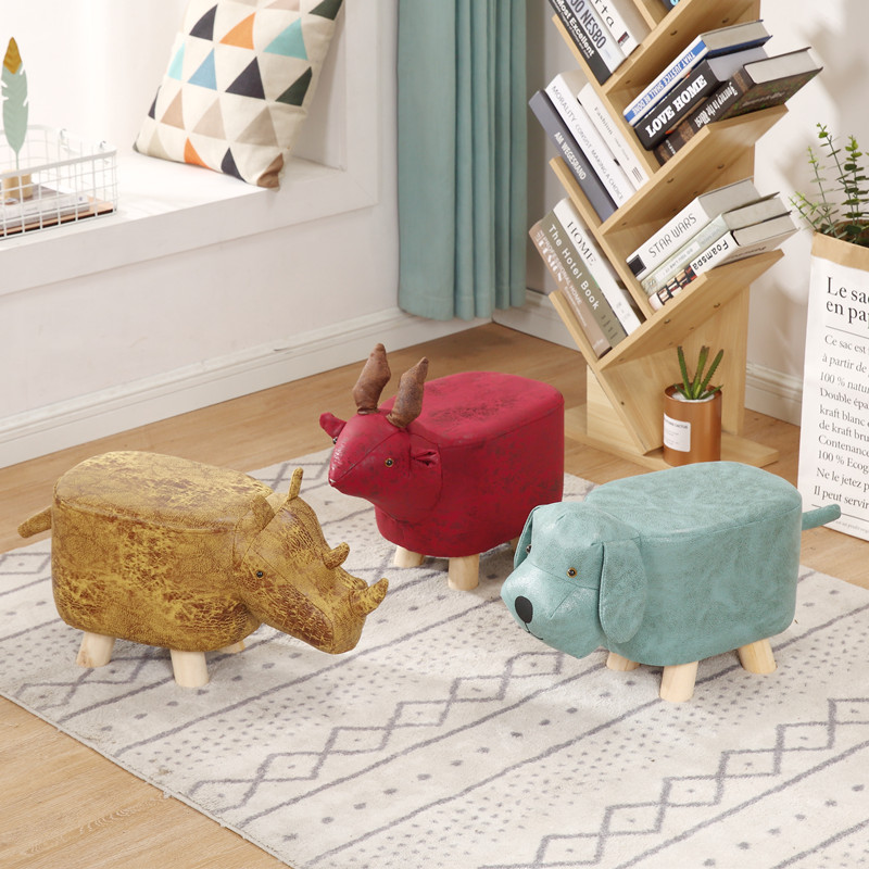 creative children animal modeling elephant changing shoes cute calf stool household cartoon solid wood bench net red lazy man