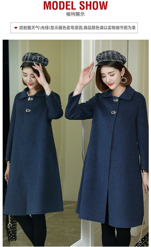 Áo len Albaka 2018 mới cho nữ áo len hai mặt bằng len không cổ cashmere cổ áo dài - Accentuated eo áo áo khoác dạ trung niên