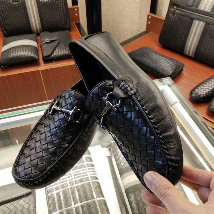 BV WHQN MAQH new weaving men's shoes young men's shoes handmade leather shoes business leisure bean shoes men