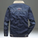 Джинсовая мужская бархатная флисовая куртка, пуховик для отдыха, свободный крой, большой размер, в американском стиле