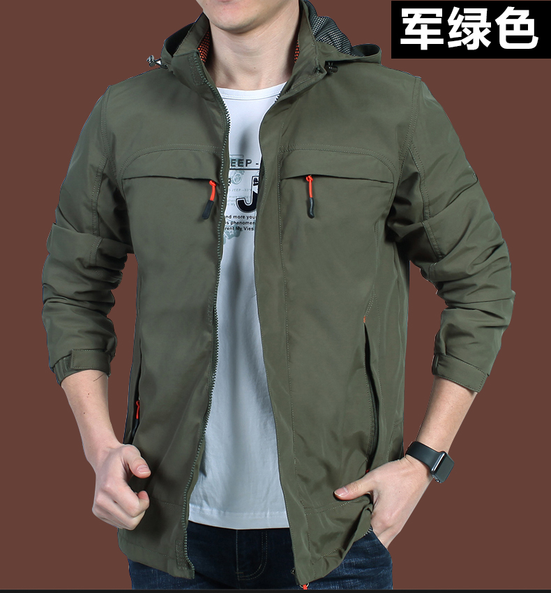 Áo khoác jeep nam Áo khoác nam mùa xuân và mùa thu nam giới sấy khô nhanh Thanh niên giản dị Kích thước lớn áo khoác ngoài trời - Áo khoác áo nam