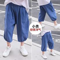 Boys summer thin mosquito pants in childrens cotton lamps lamps childrens lamps loose ice wire seven pants leisure tide