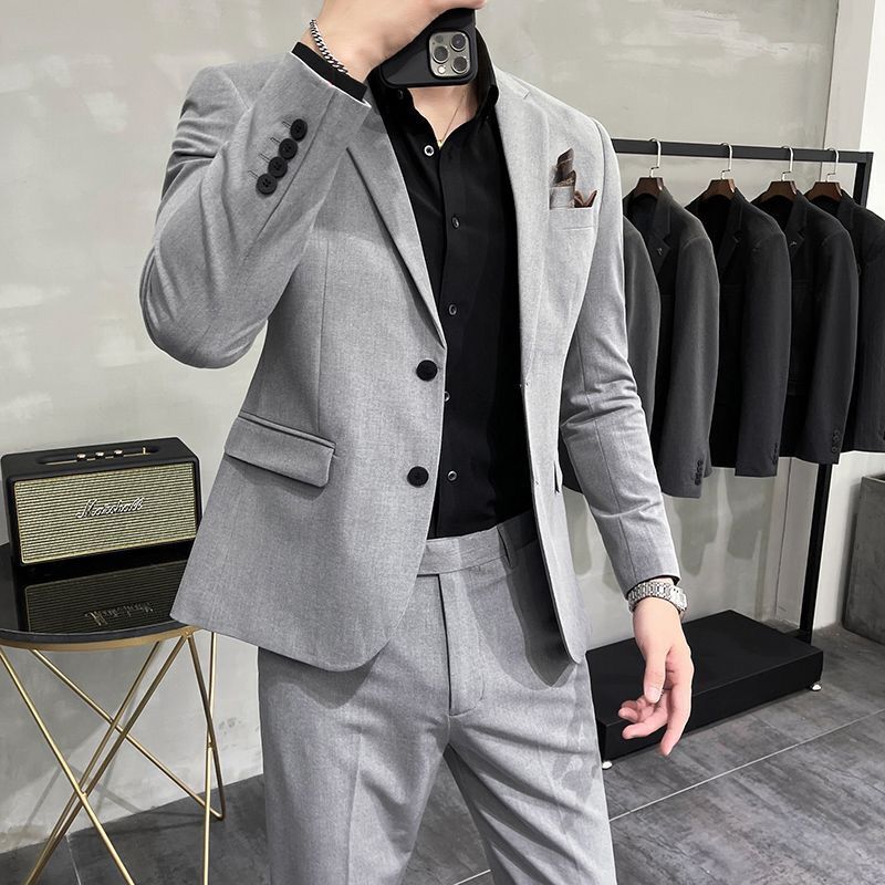Men's Slim-Fit Business Suit, Formal Work Attire, Professional Suit, Groomsmen Suit, Groom's Wedding Suit, Spring Fashion for Men