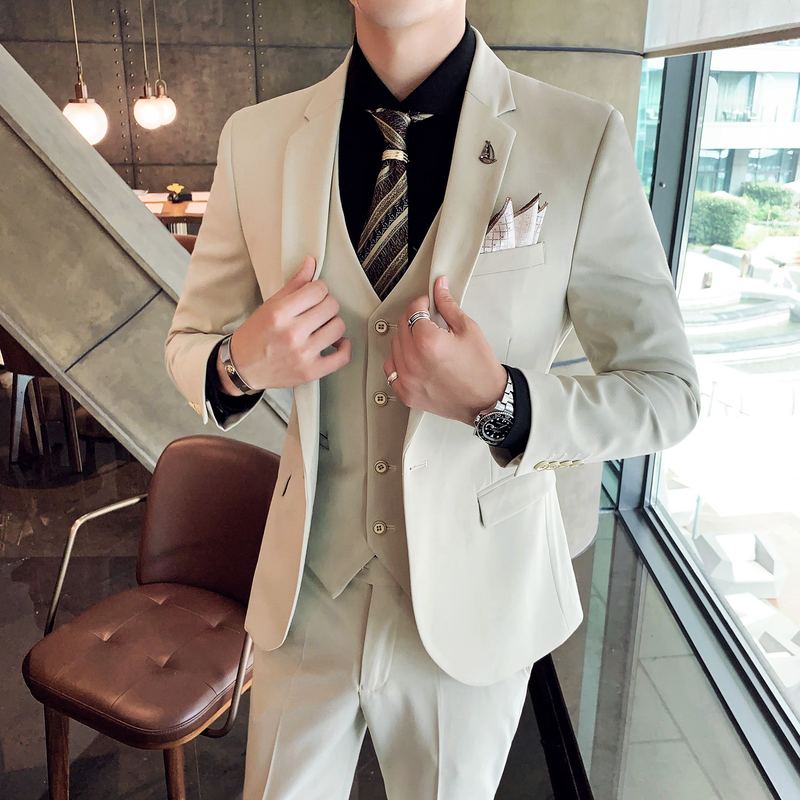 Men's Three-Piece Suit, Slim Fit, Casual Business, Graduation Season Formal Wear, Groomsmen, Wedding Dress, Suit
