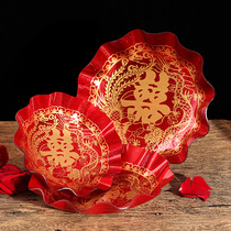 Wedding supplies Chinese acrylic candy plate Wedding red fruit plate Wedding wedding banquet festive happy word dried fruit plate