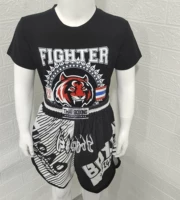 Новые основные моменты Muay Thai Pants Добавить Tiger Head Head Total Cotton Black T -For
