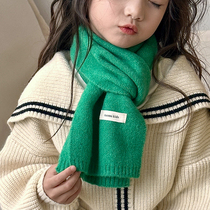 High-quality cashmere childrens scarf winter warm scarf candy-colored solid color western-style knitted scarf for boys girls
