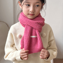 Korean childrens scarf autumn and winter solid color Korean style knitted scarf for boys and girls wool warm childrens scarf winter